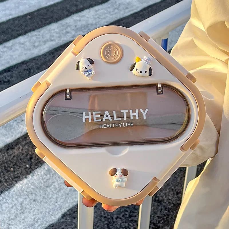 Semplice Lunch Box portatile con posate per adulti in plastica Picnic riso Bento Box impiegati contenitori per alimenti per microonde