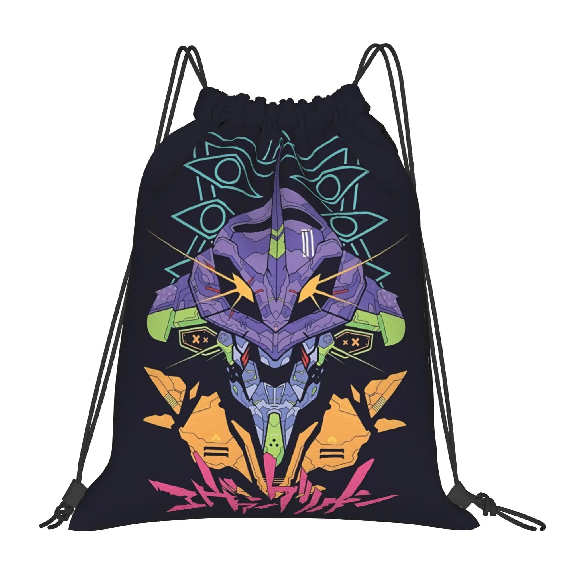 Borsa a sacchetto Neon Genesis Evangelion EVA, sacchetti con coulisse, borsa da viaggio, zaino stampato, borsa per scarpe da scuola per ragazzi e ragazze