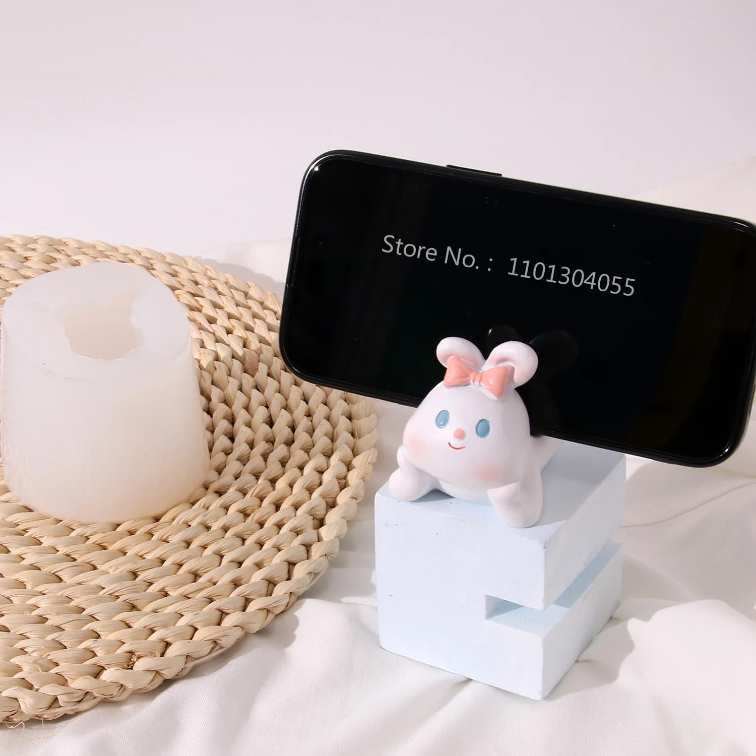 3D Cute Bunny Phone Holder Silicone Mold Rabbit Desk Stand Mould for Epoxy Resin Plaster Concrete DIY Craft Desktop Decor