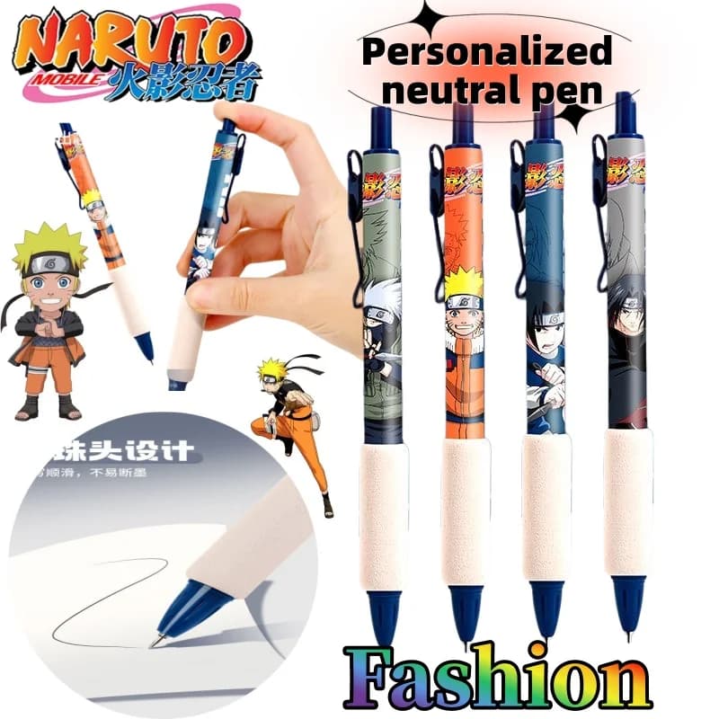 Penna gel Naruto, carina, alla moda, design creativo a forma di cartone animato, retrattile, per gli esami degli studenti, penna da 0,5 mm, regalo per gli amici