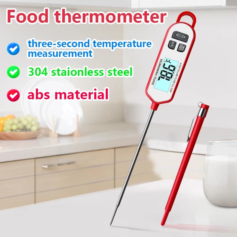 Digital meat thermometer Instant reading backlit display, BBQ probe for cooking food for water, milk, oil, liquid oven, temperature