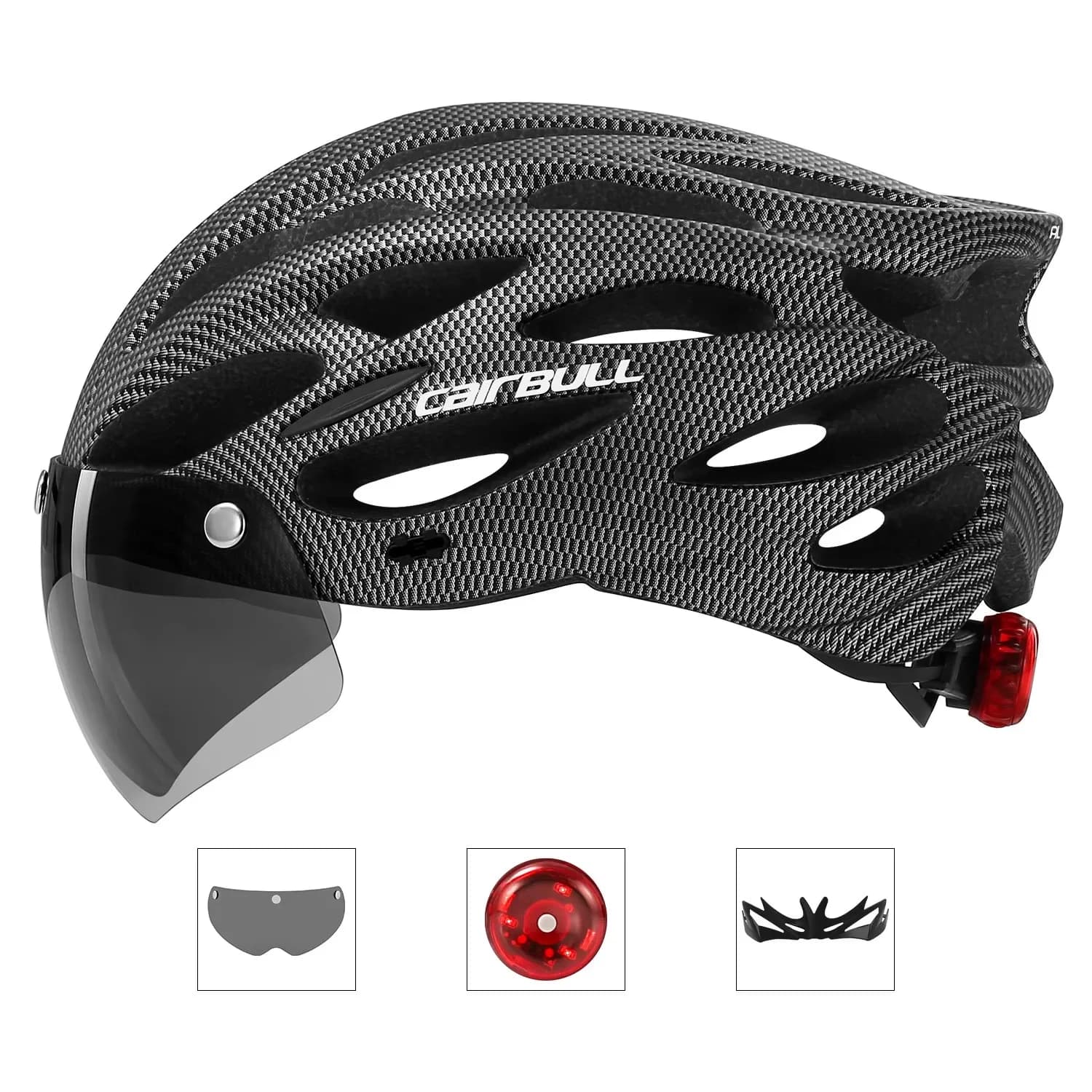 Wildside Ultralight Cycling Safety Helmet Outdoor Bicycle Helmet with Backlight Visiera with Removable Lens Mountain Road Bike Helmets