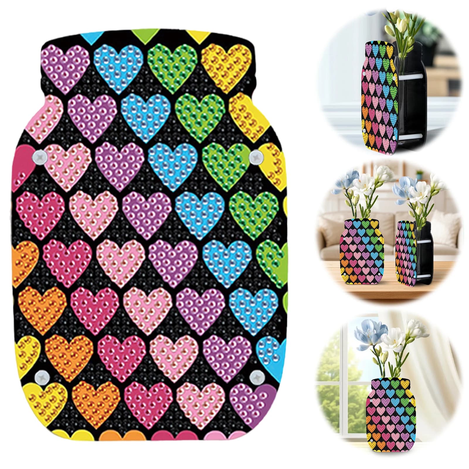 Vaso per pittura con diamanti a forma speciale a doppia faccia in acrilico Love per la decorazione domestica