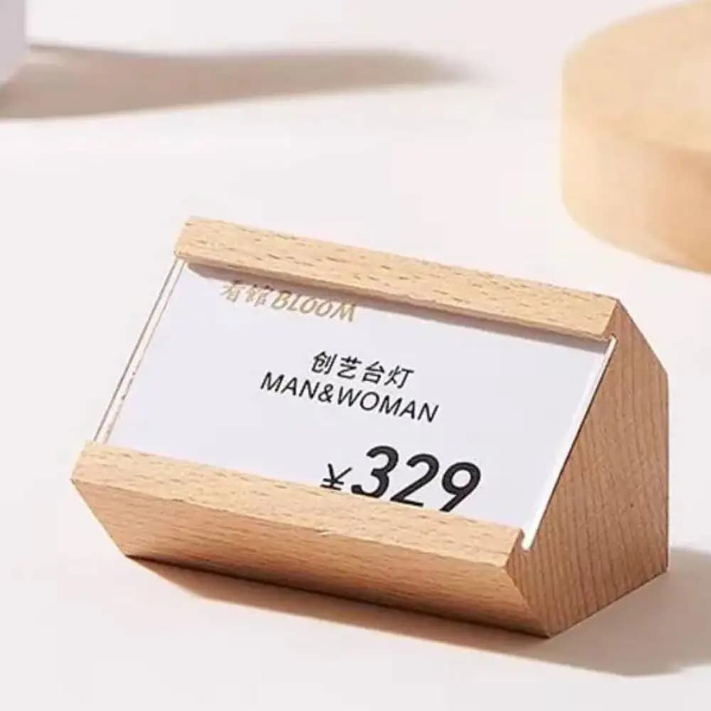 2 pezzi piccolo menu prezzo in legno porta carta menu acrilico supporto per cartello espositore mini etichette per cartoline etichette prezzo