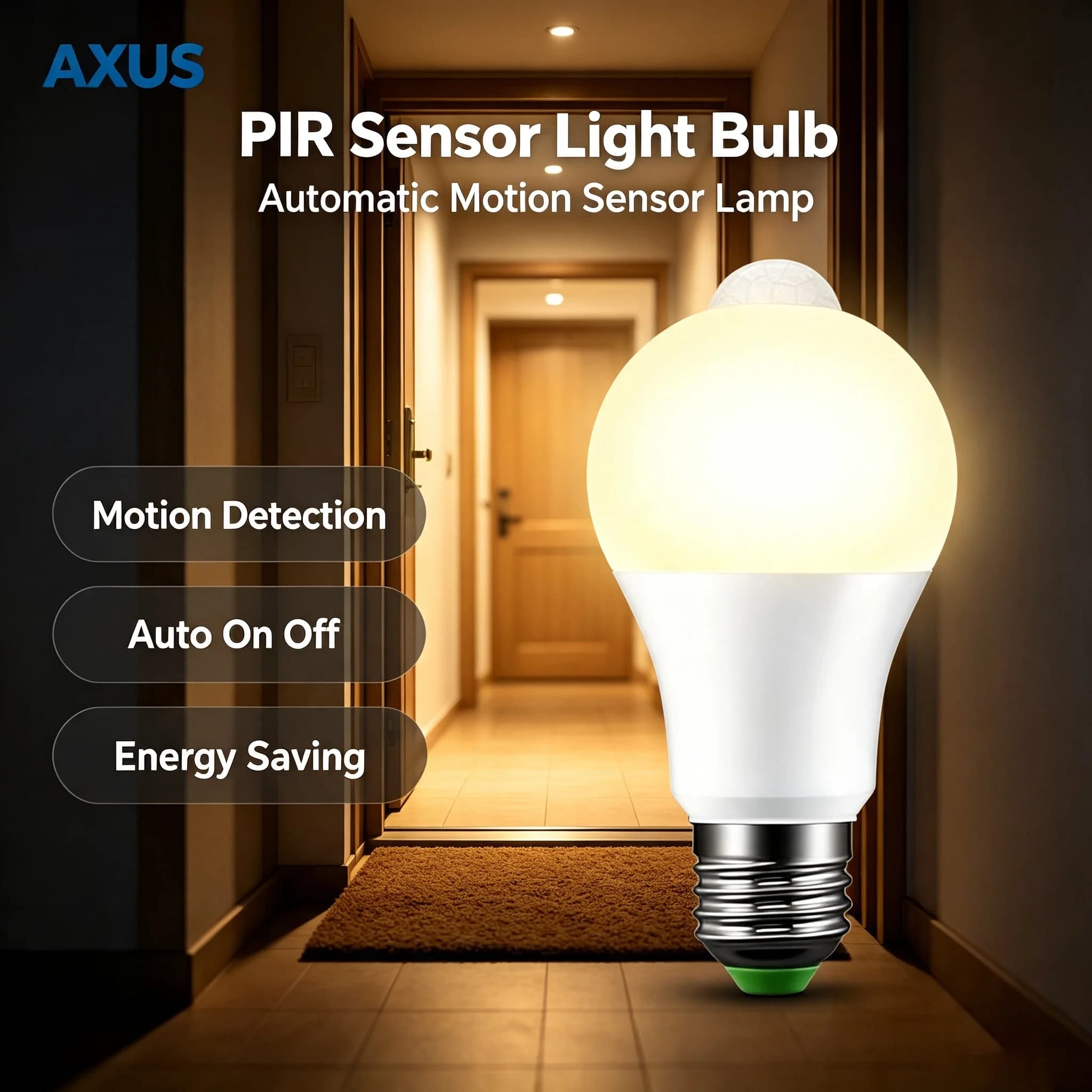 E27 PIR Motion Sensor LED Light Bulb 12W Smart Bulb Motion Activated ON/OFF Home Lights Lamp with Motion Sensor For Home Stair