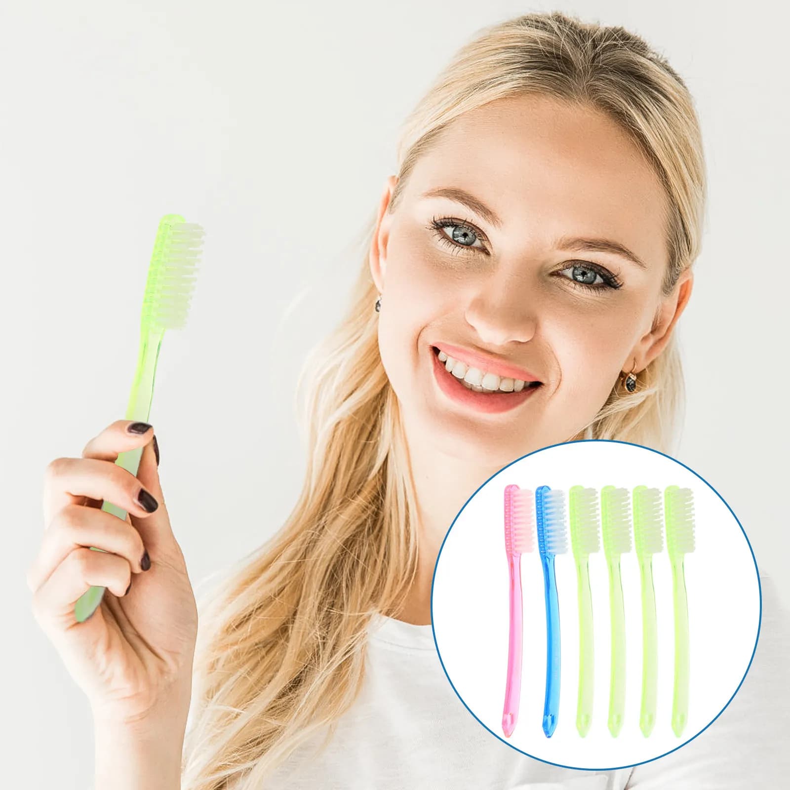Set di 6 Spazzolini da Denti con Setole Super Resistenti per Adulti, Premium, Manuali, per Sbiancamento e Pulizia dei Denti, Design Antiscivolo, per Viaggi, Rimozione delle Macchie