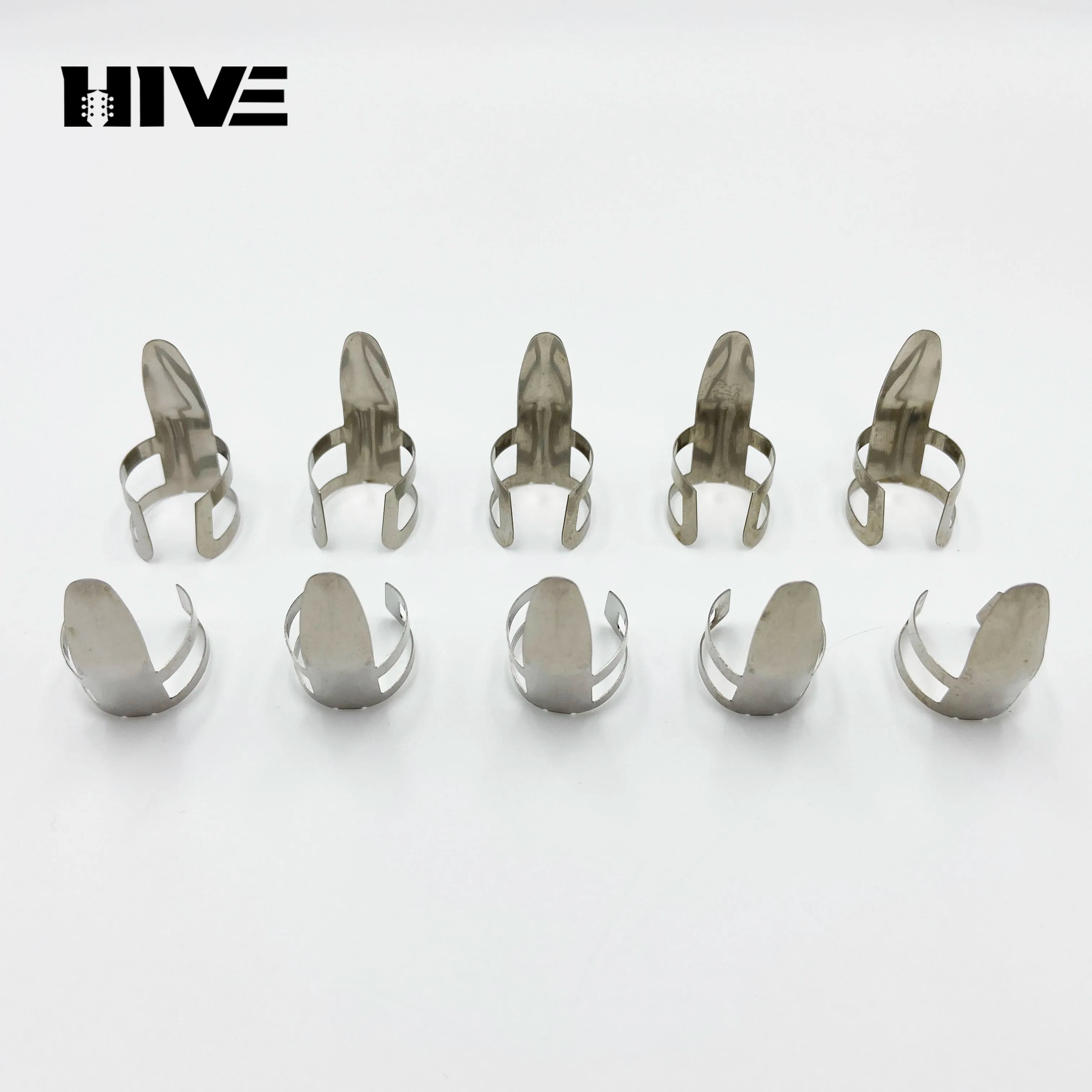 Set di 10 plettri per chitarra in acciaio inossidabile con foro grande/piccolo, plettri per dito indice, plettri per chitarra e basso, accessori per chitarra