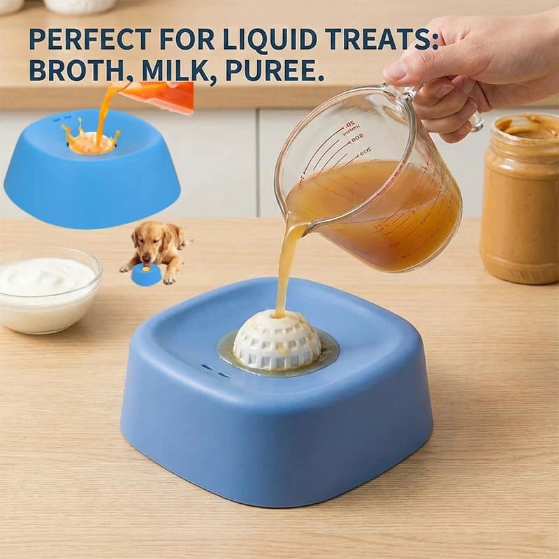 Ciotola Antiscivolo per Cani a Lenta Alimentazione, per Alimenti Liquidi e Zuppe, con Design a Sfera e Osso, per Lenta Alimentazione e Licking Bowl