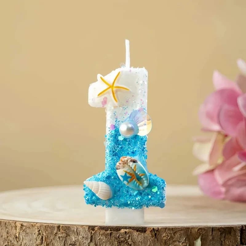 Candeline digitali a forma di stella marina, perfette per feste a tema oceano e decorazioni per torte estive da spiaggia per bambini