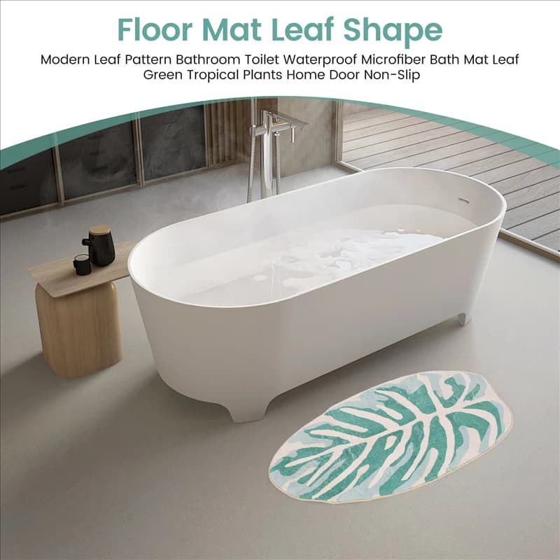 Y50A-Moderno modello a foglia bagno WC tappetino da bagno in microfibra impermeabile foglia verde piante tropicali porta di casa antiscivolo