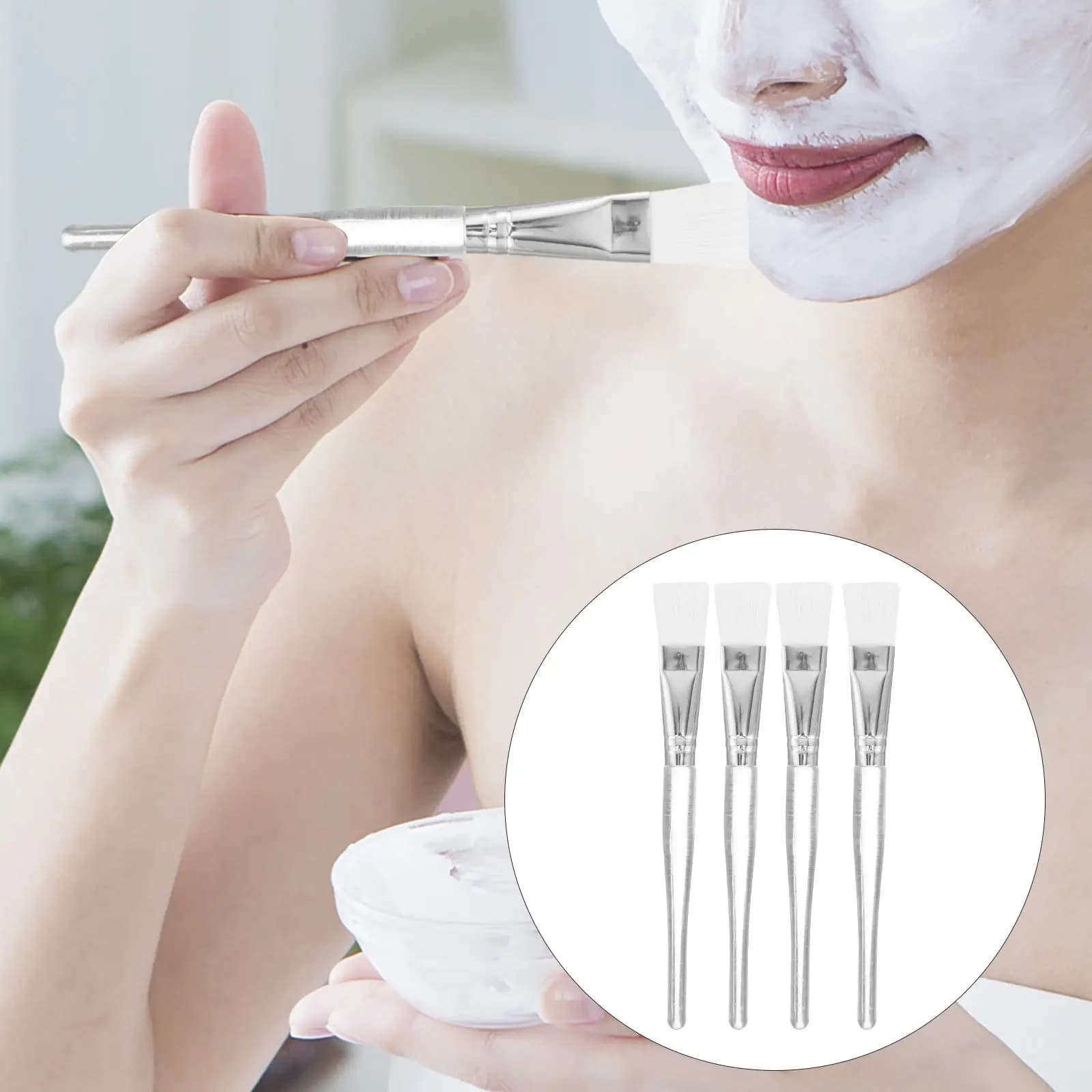 Set di 5 Pennelli per Maschere Facciali con Setole Morbide in Nylon per Applicazione Uniforme, Uso Domestico e Professionale, Applicatori Riutilizzabili per Maschere Viso, Cura della Pelle