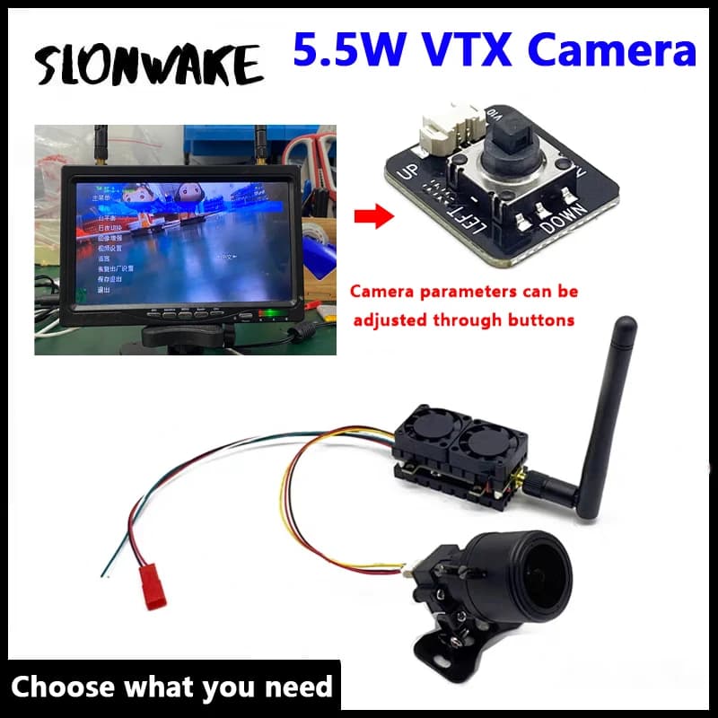 Trasmettitore FPV Wireless 5.8G 56CH con Monitor IPS da 7 Pollici e Portata Oltre 50Km, con Telecamera Focalizzabile 2.8-12mm per Componenti RC