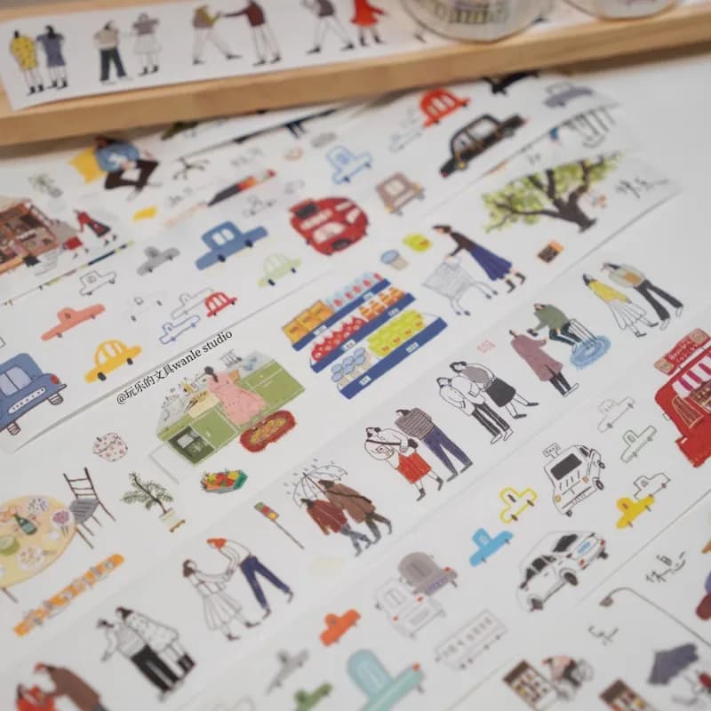 Wanle Studio My Daily Life Girl Us Cars Die Cut Washi Yupo Tapes Craft Supplies DIY Scrapbooking Card Making Decor Plan Sticker
