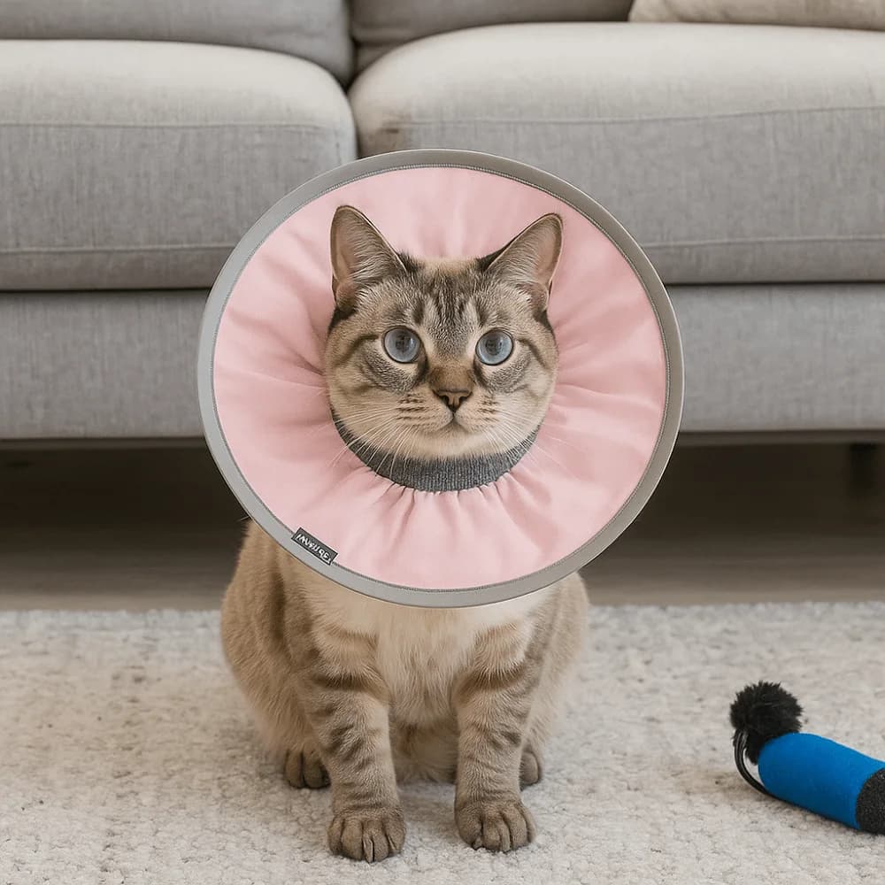 Collare Elisabettiano Anti-Leccata per Animali Domestici, Impermeabile e Regolabile, Collare Morbido Anti-Morso per Gatti e Cani