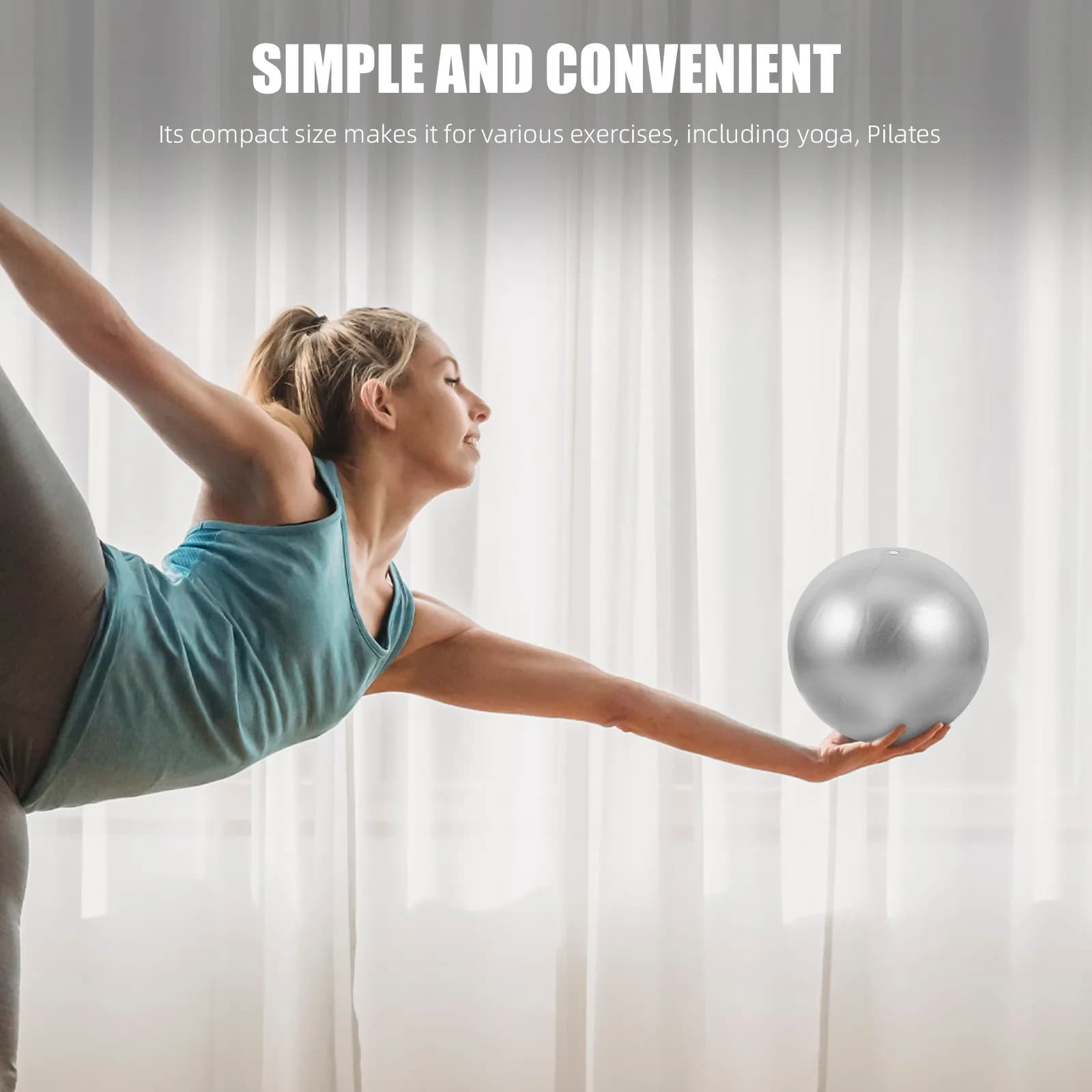 25Cm Pilates Mini Ball Yoga Exercise Fitness Stability Trainer Non-Slip PVC Mat Surface for Core Strength Home Gym Workout
