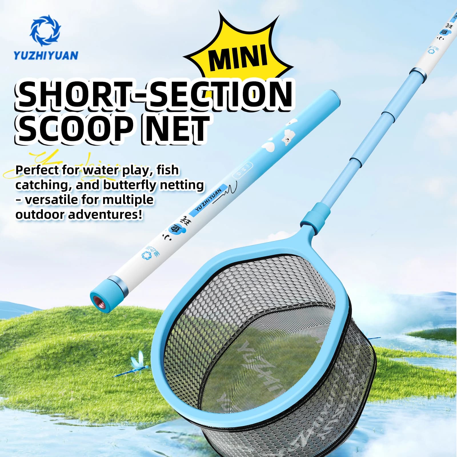 Mini Telescopic Fishing Landing Net, Fishing Tackle, Suitable for Family Activities Like Catching Fish, Insects, Butterflies