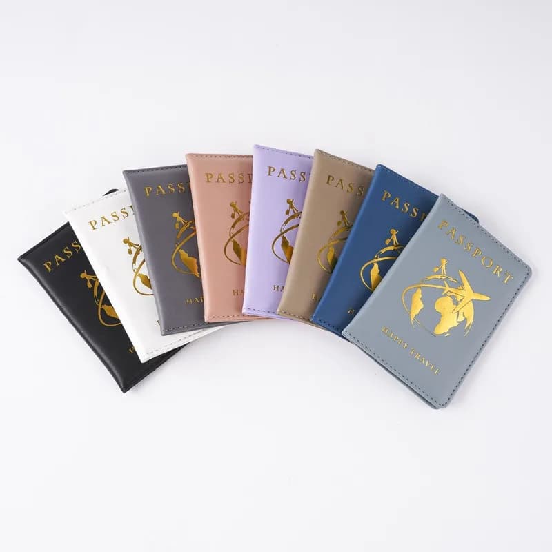 Custodia per passaporto in pelle PU da viaggio in oro per donna Uomo Biglietto Mappa Copertine per passaporto Passaporto Regalo di nozze