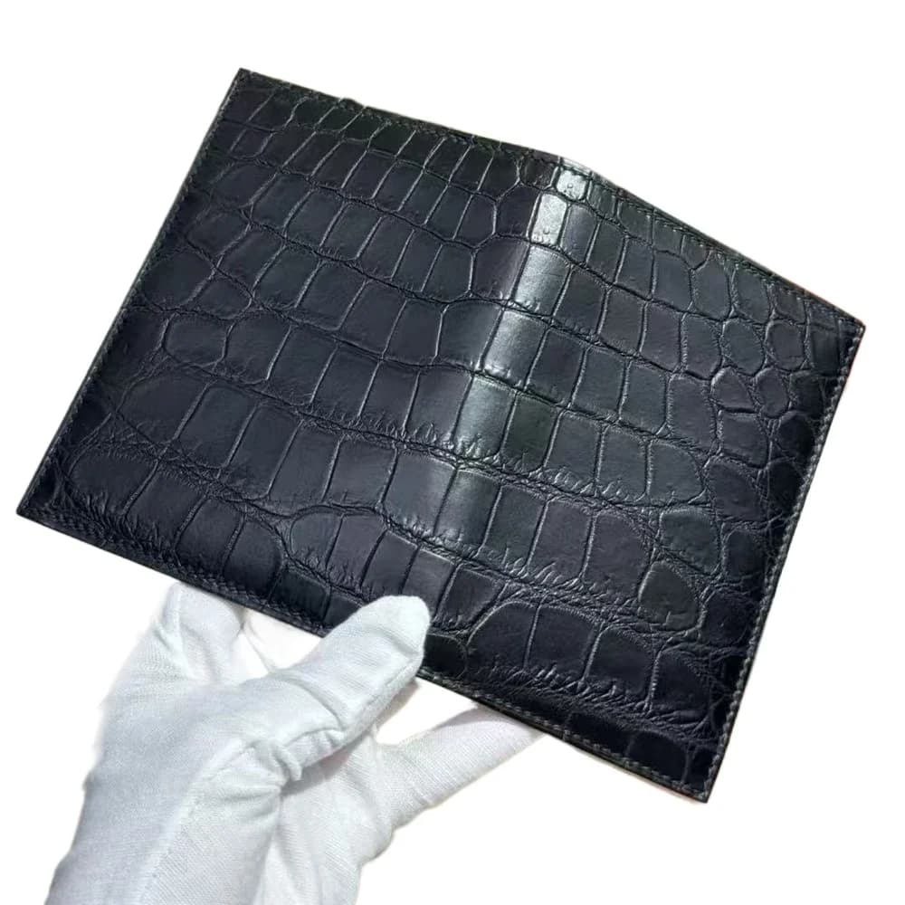 Autentica custodia per passaporto unisex personalizzata in vera pelle di coccodrillo, lussuosa borsa porta carte da uomo in vera pelle di coccodrillo