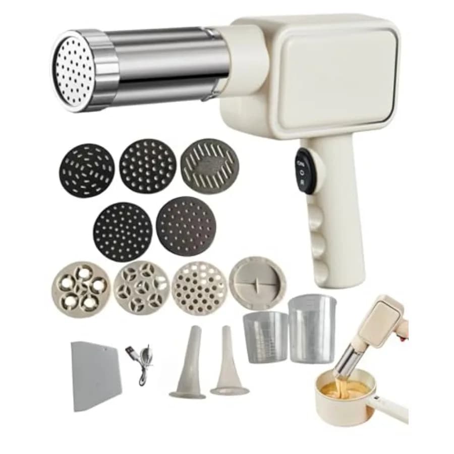 Macchina per Pasta Elettrica Domestica Portatile Senza Fili Una macchina per pasta fatta in casa con 9 tipi di stampi per pasta e 2