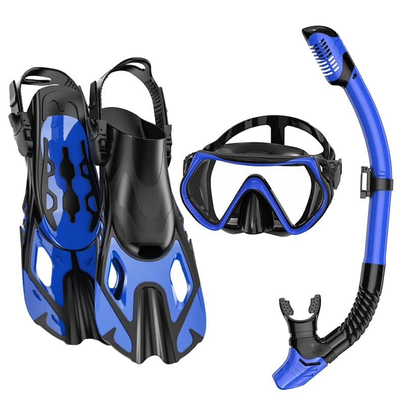 Maschera da snorkeling a secco antiappannamento e antinfiltrazione 180 ° Maschera Subacquea Panoramica a Visione Ampia, Set Maschera da Snorkeling in 3 Pezzi - Promozione Vendite
