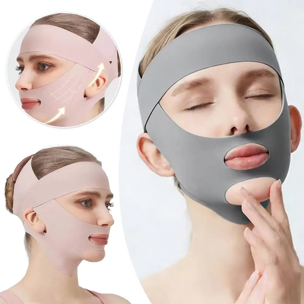 Benda modellante viso a V per sollevare le guance, maschera traspirante da notte per donna, benda modellante viso, strumento antirughe per la cura della pelle