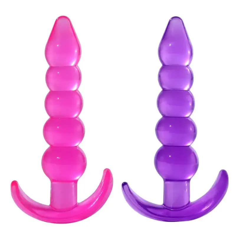 Dildo anale con perline, plug anale in silicone morbido, plug per massaggio prostatico, sex toy unisex per uomo e donna, giochi per adulti.