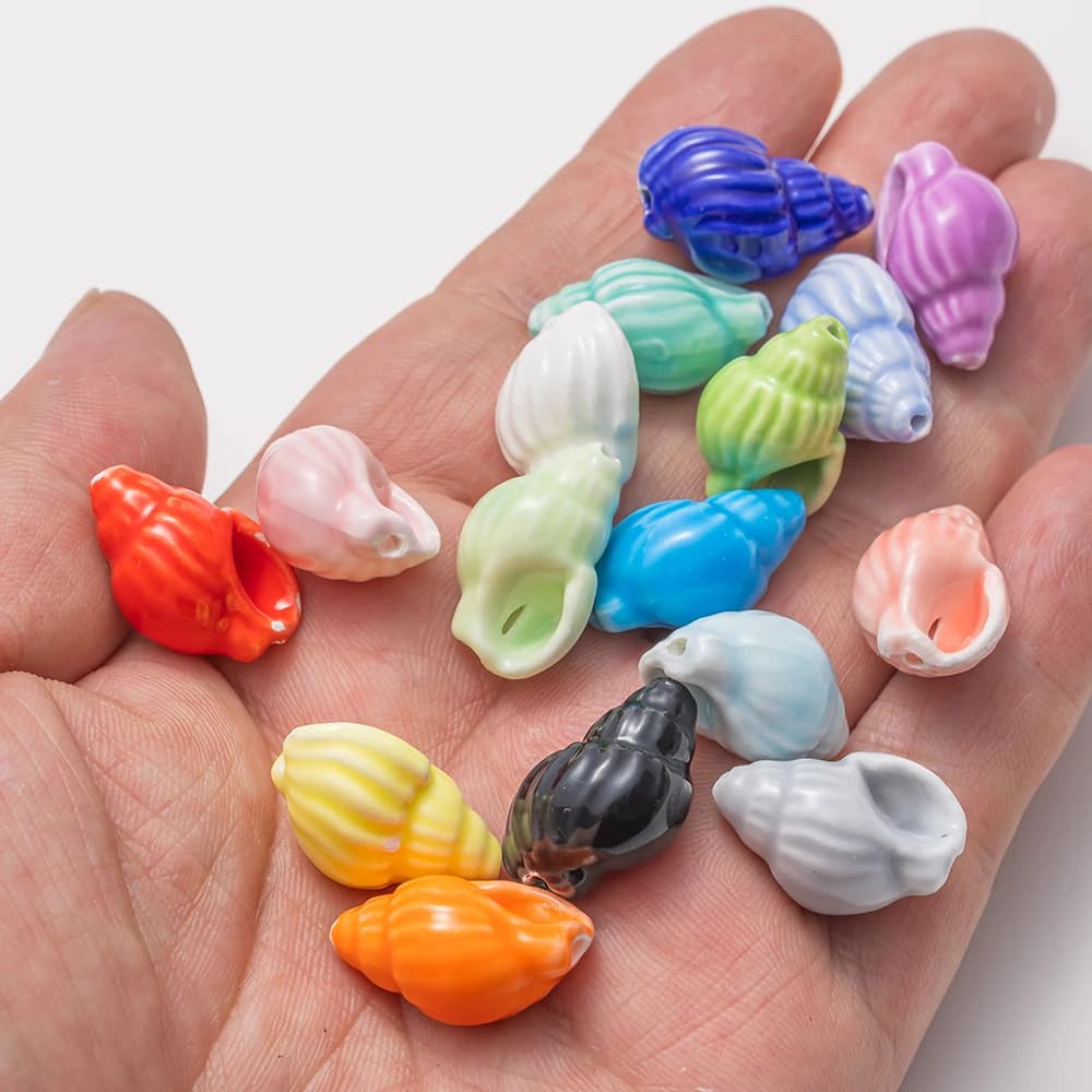 10 pezzi di perline in ceramica conchiglia di conchiglia di mare per braccialetti artigianali fatti a mano fai da te, collane, orecchini, gioielli, accessori materiali all'ingrosso