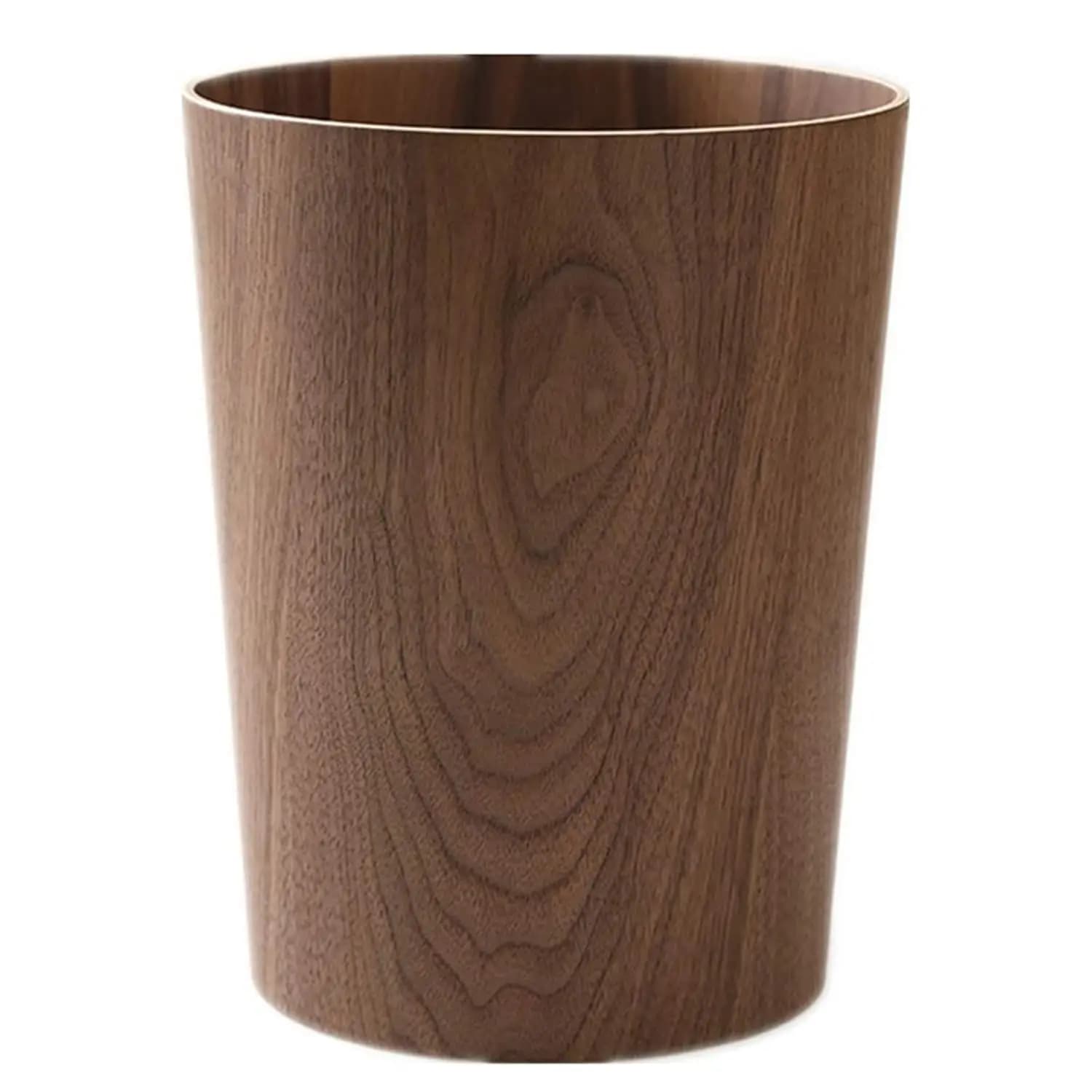Cestino per Rifiuti in Legno Naturale da 2,3 Galloni per Casa o Ufficio, Leggero e Robusto Cestino Rotondo in Legno Scuro