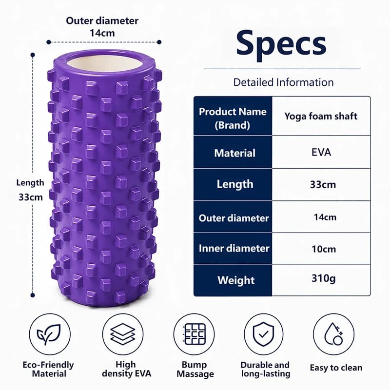 Spiky EVA Foam Roller with PVC Core Muscle Massage Yoga Column Deep Tissue Trigger Point Release Fitness Massage Roller for Gym