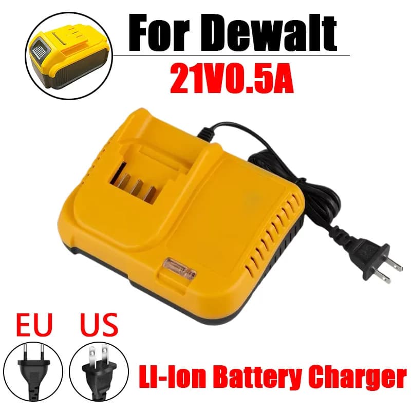 Caricabatterie Sostitutivo per Dewalt 21V 0.5A Compatibile con Batterie al Litio DCB200 DCB201 DCB609 DCB182 DCB204, Spina US EU