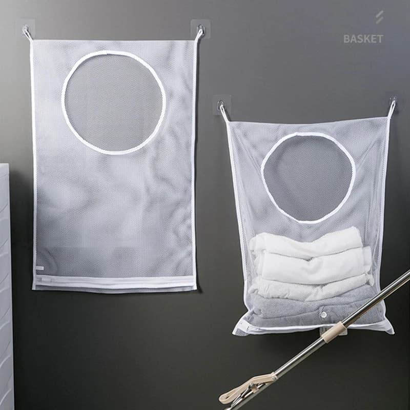 1/2 foldable pieces for linen, wash basket, wash frame, bath mesh, bag to store dirty clothes, wall hanging bag with hook