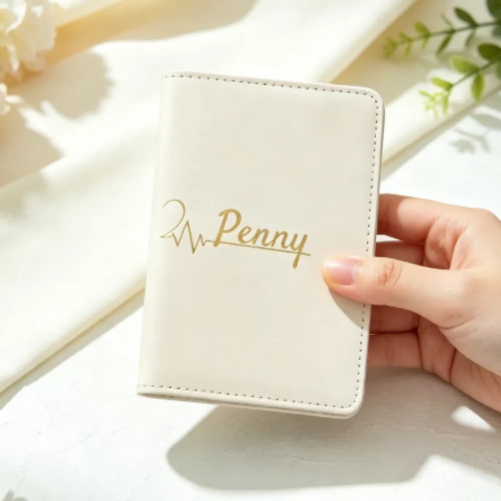 Customized 2Pcs Couple Passport Cover Set With Sparkling Heartbeat Pattern, Personalized Golden Custom Name Passport Holders
