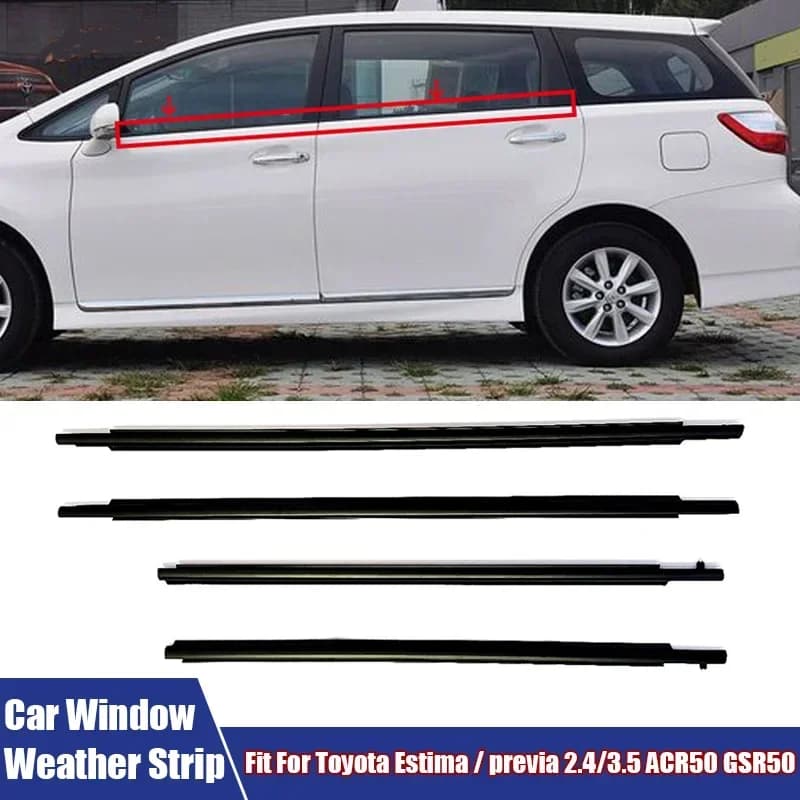 Set di 4 Guarnizioni in Gomma per Finestrini Auto, Strisce Impermeabili per Vetri, Compatibili con Toyota Estima/Previa 2.4/3.5 ACR50 GSR50