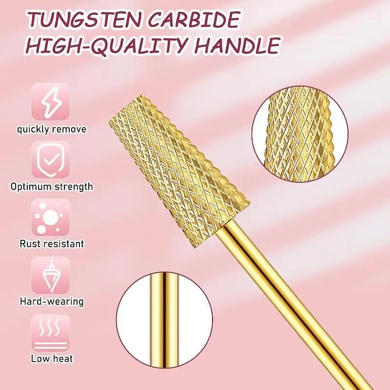 Set di Punte per Trapano per Unghie in Carburo di Tungsteno, Tre Pezzi per Lima Elettrica, Strumento per Manicure, Lucidatura e Pulizia delle Cuticole a Casa o in Salone