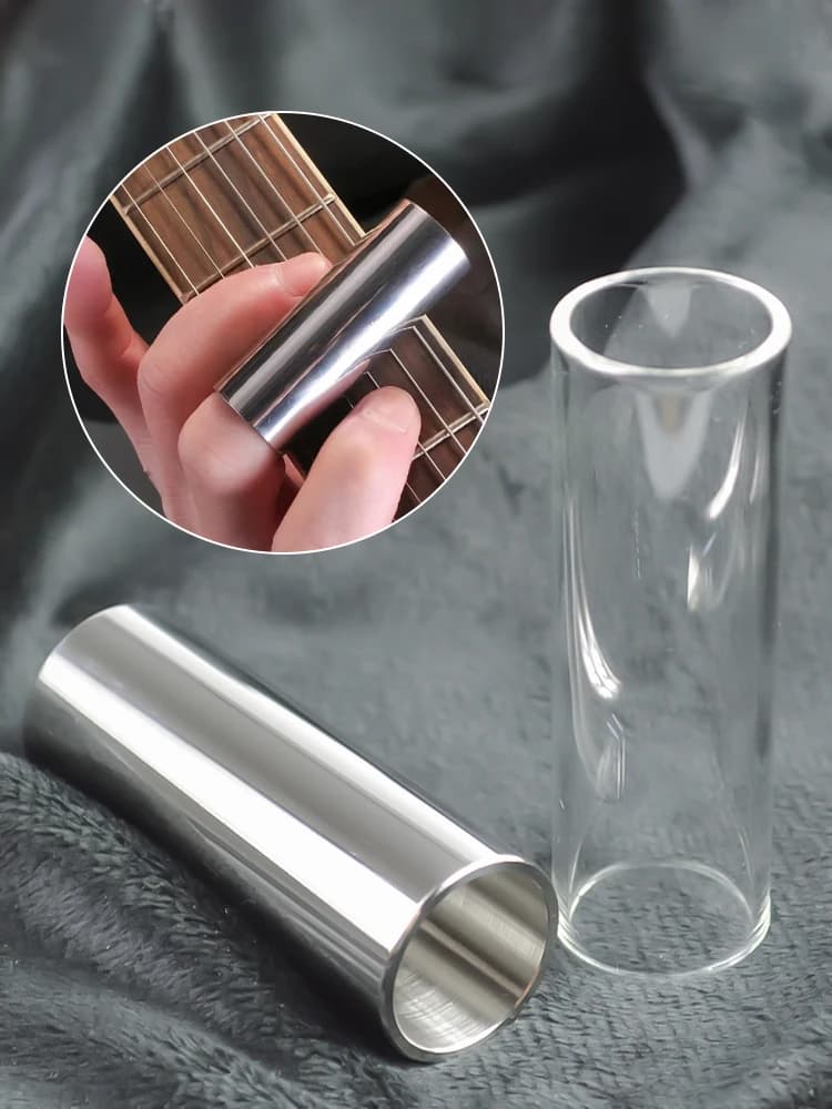 Slider per dita per chitarra in acciaio inossidabile / vetro Slider per chitarra elettrica Pick Tube Knuckle Accessori per chitarra Cursori per dita per chitarra
