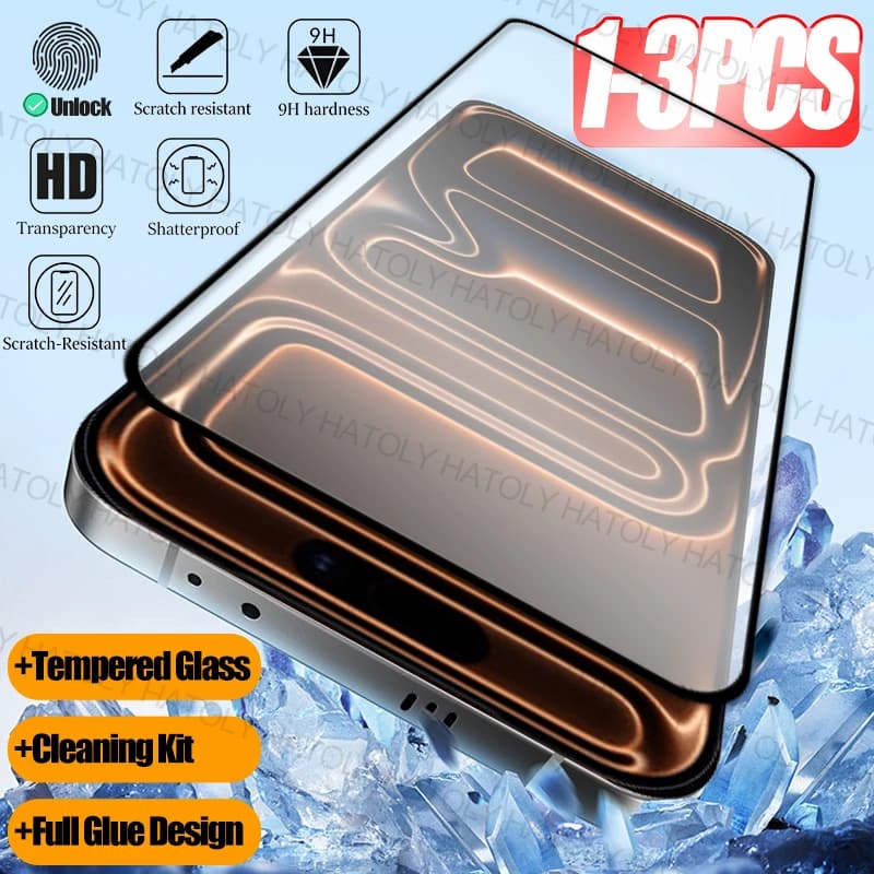 3/2/1PCS Tempered Glass For iPhone 18 Pro Max Screen Protector iPhone 17 17e 18 iPhone 18 Pro Max Full Glue Cover Phone Glass