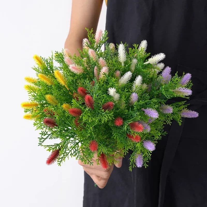1 Bouquet Artificial Flowers DIY Garlands Decor Plastic 5 Branches Berries for Home Decor Fake Plant Wedding Party Decor Wreaths