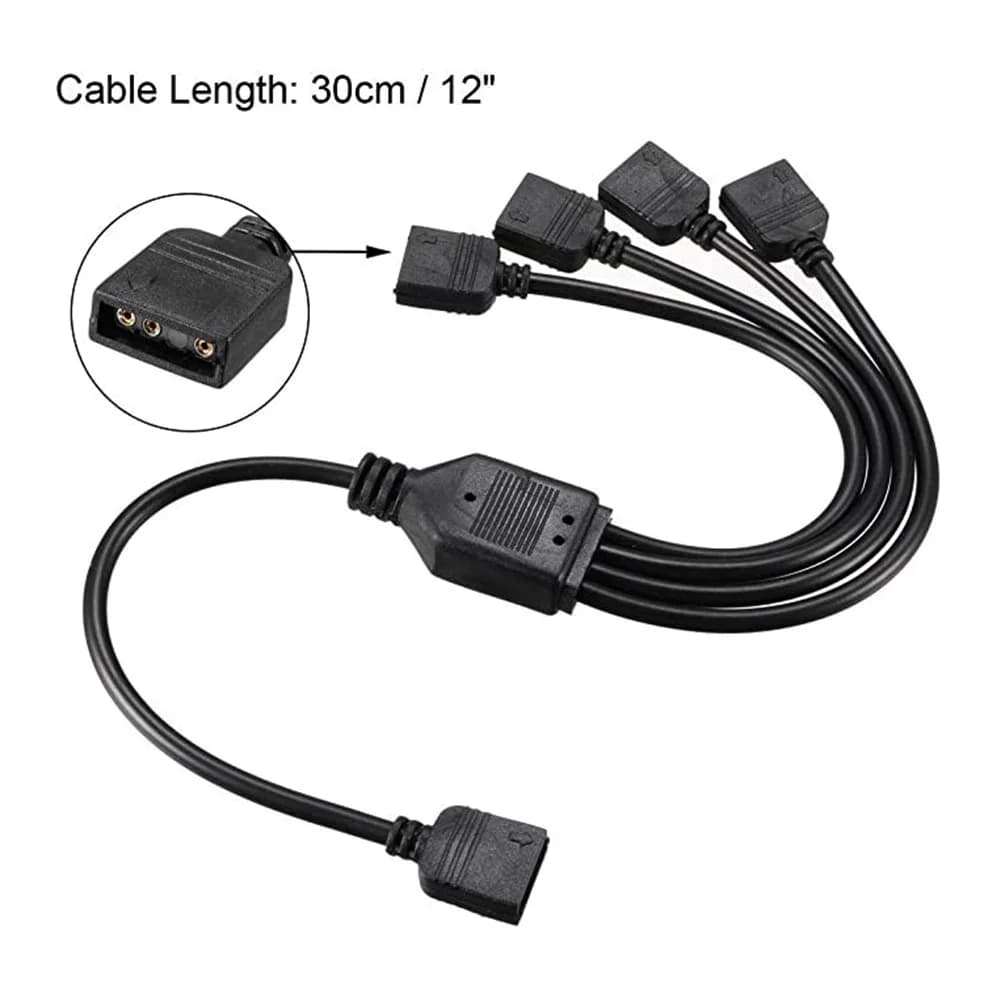 Cavo di prolunga a 3 pin per strisce LED RGB e componenti PC, lunghezza 30 cm, colore nero, compatibile con MSI ASUS ASRock