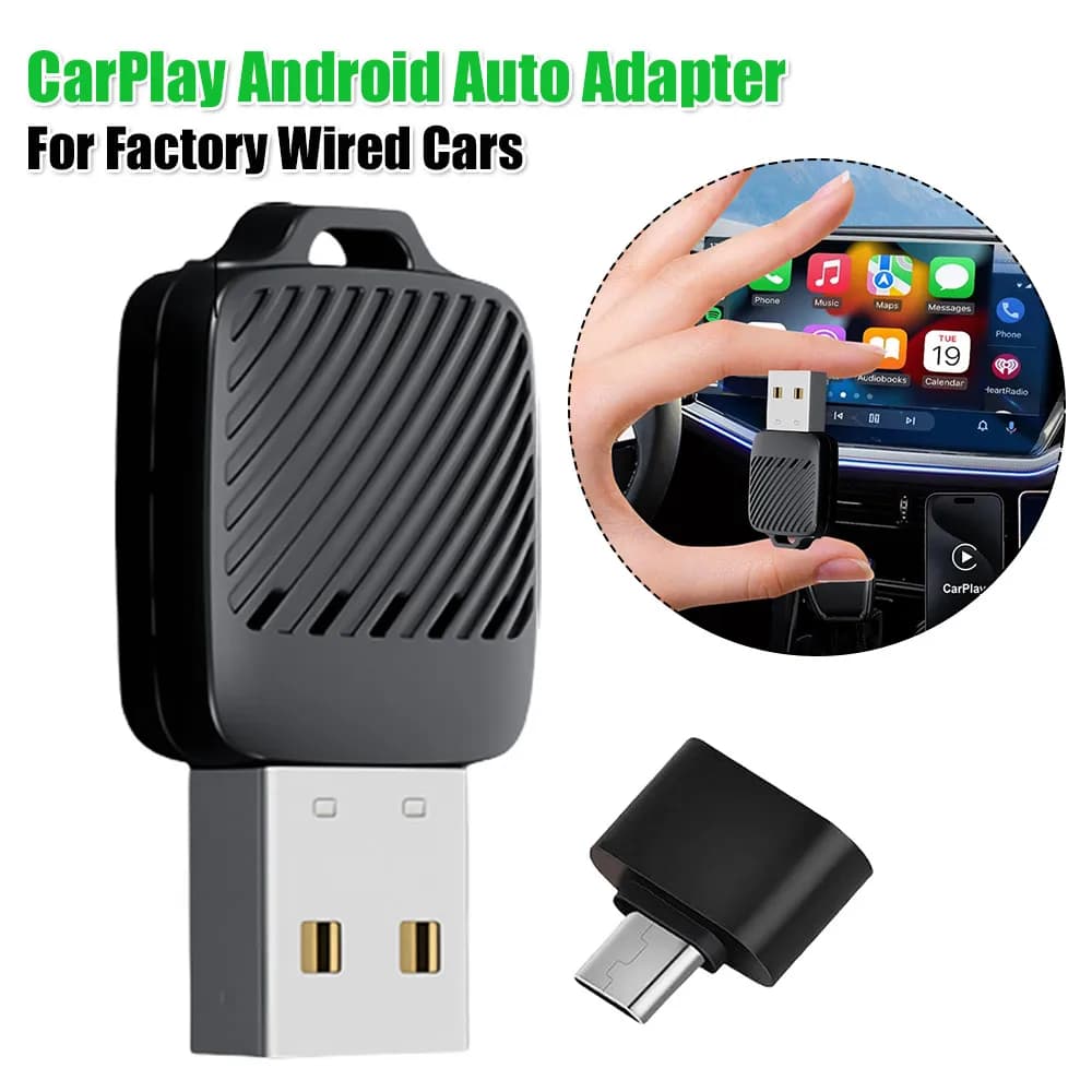 Adattatore Wireless per Android Auto e CarPlay, Dongle USB Intelligente per Convertire il CarPlay Cablato in Wireless, Connessione Automatica per Auto con CarPlay Cablato di Fabbrica