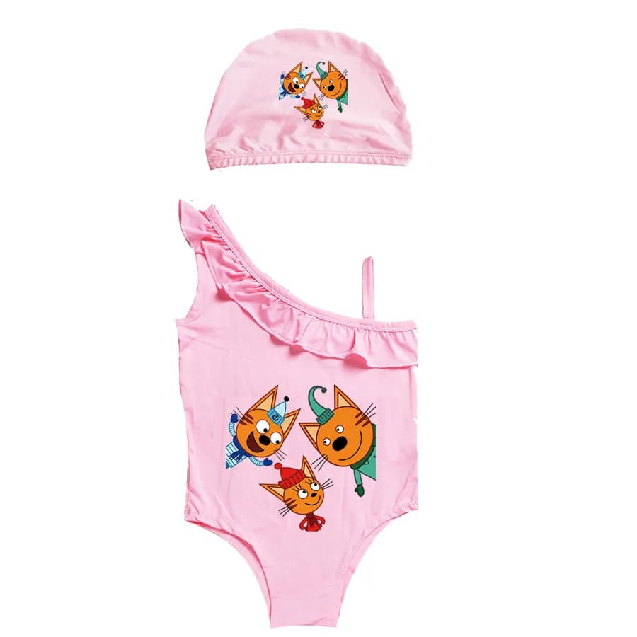 Kid E Cats Russian cogic-30000coful coulti-19 My Family Three Happy Cats Clothes Kids Summer Swimwear Toddler Girls senza maniche costumi da bagno interi