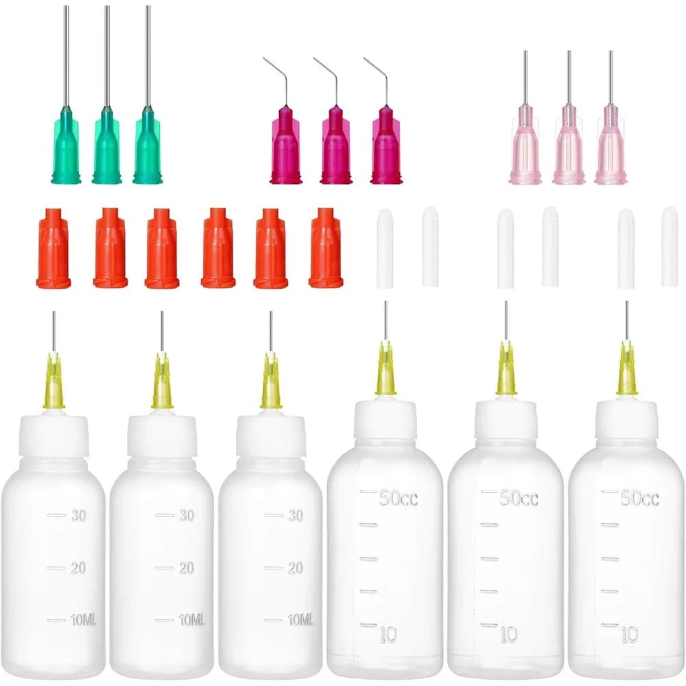 Precision Needle-Tip Squeeze Bottle Set, 6-Pack (30ml and 50ml), Includes Blunt-Tip Dispensing Needles, Luer Lock Dispensing Bottles for Glue, Paint, Oil, and Crafts