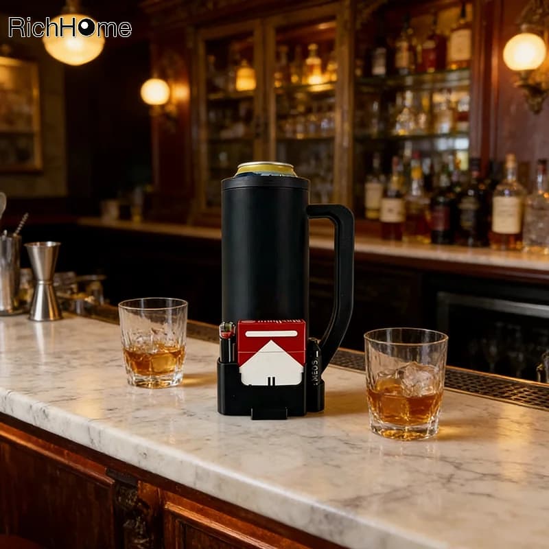 Tazza Tattica Originale per Birra, Porta Lattina Isolato Stampato in 3D con Scomparto per Sigarette e Accendino, Regalo Tattico Divertente per Uomini