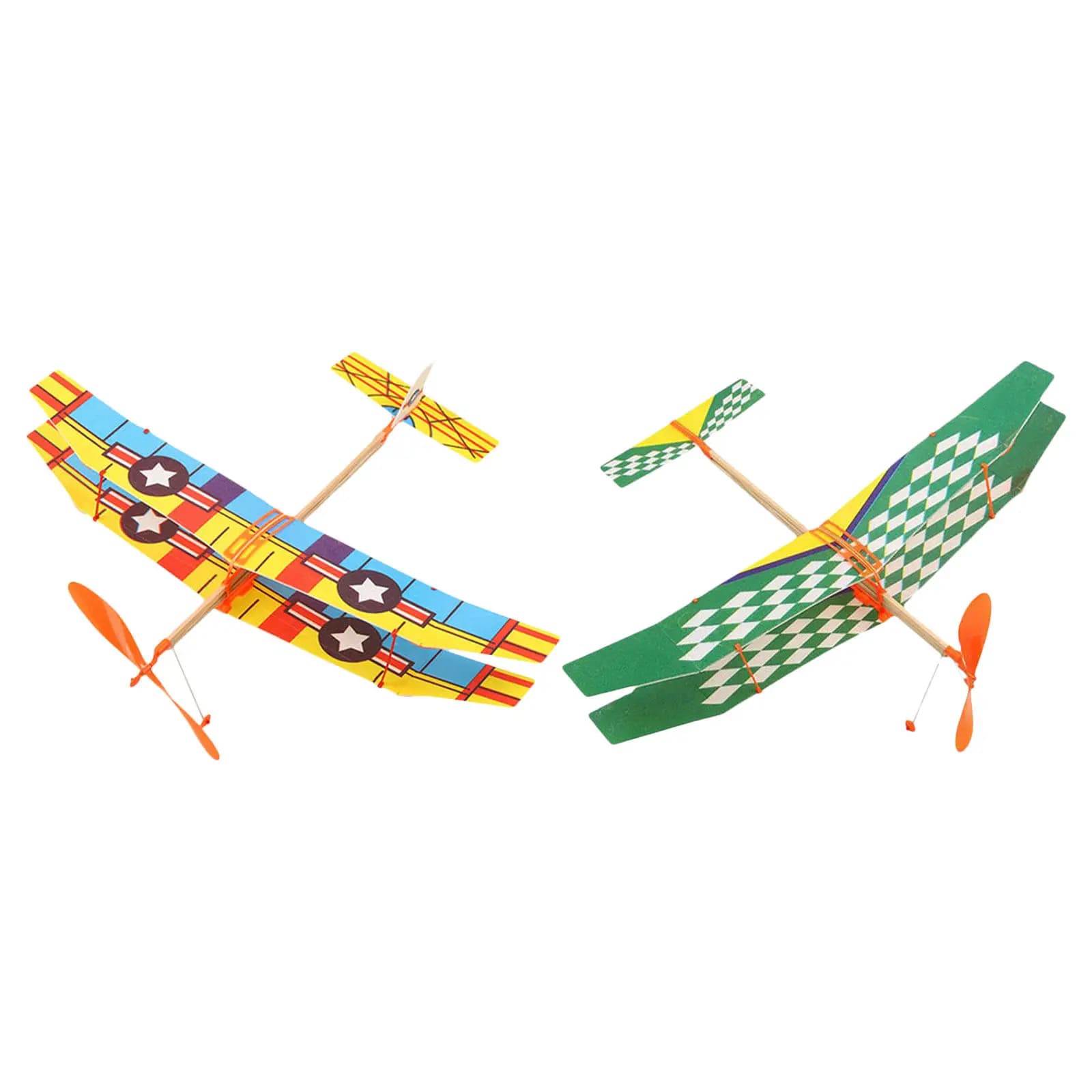 2 Pezzi Aeroplano in Gomma da Assemblare Fai-da-Te, Giocattolo Educativo per Bambini, Aereo Aliante Biplano per Attività di Sviluppo e Volo