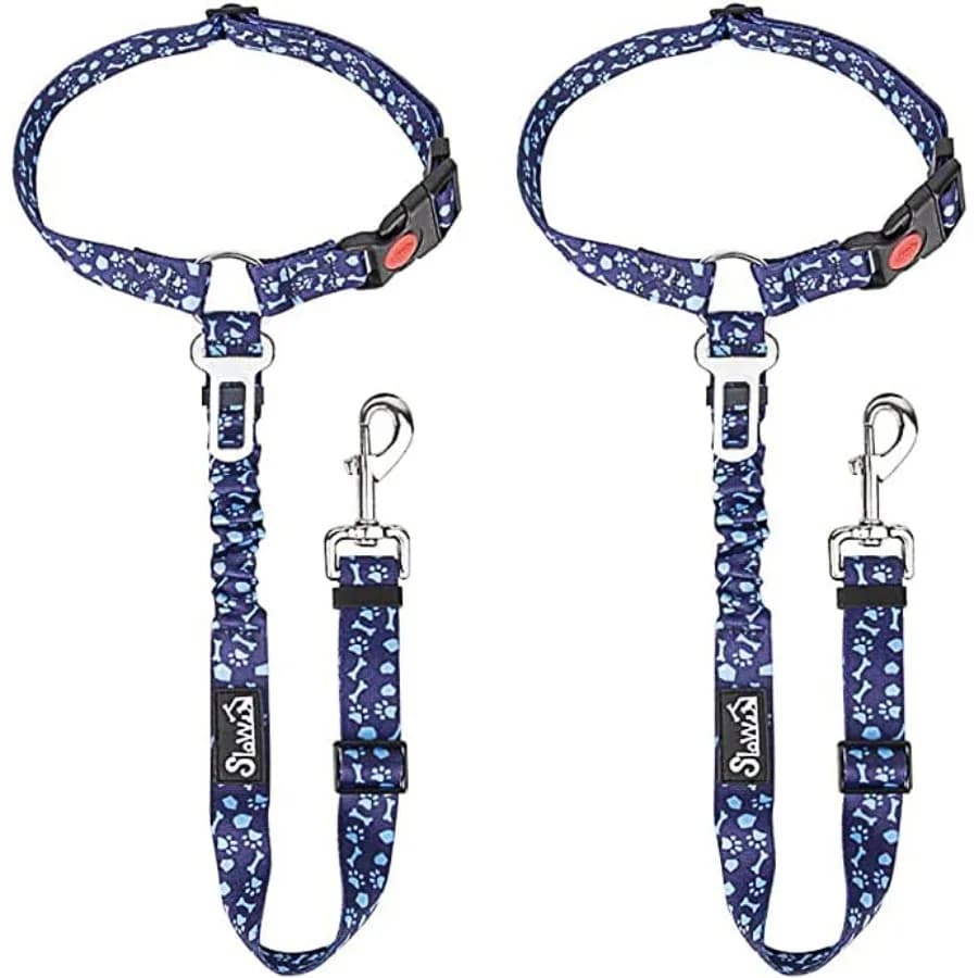 Dog Seat Belt for Car, 2 Pack Dog Car Harness Seatbelt with Bungee 2 in 1 Pet Car Leash Headrest Restraint and Dog Safety Tethe