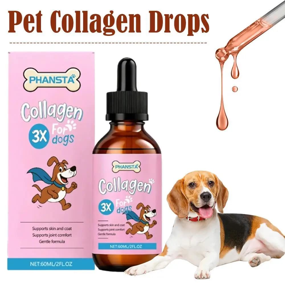 Collagen Base Food for Dogs with Complementary Nutritive Goals, Delicate Formula for Pele and Skin Care 60ml