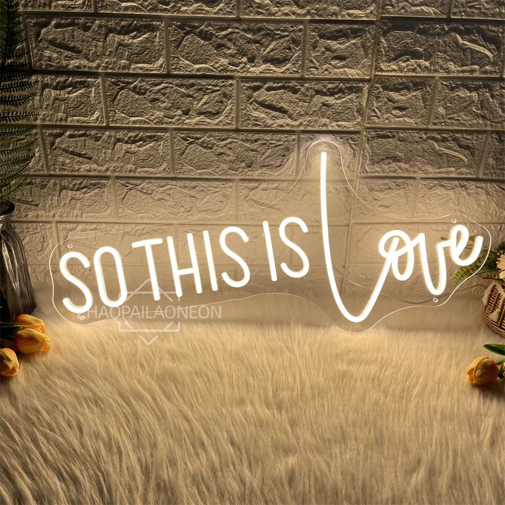 Quindi questo è amore Insegna al neon a LED Decorazione della stanza Matrimonio Matrimonio Lettera romantica Parete Luce al neon Lampada dimmerabile Decor Logo