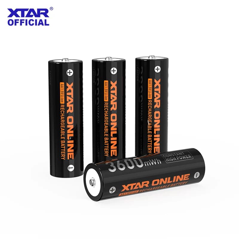 XTAR 4/8PCS Batteria ricaricabile agli ioni di litio da 1,5 V AA 3600 mWh con indicatore LED e tensione costante da 1,5 V, scarica da 2200 mAh 2,5 A