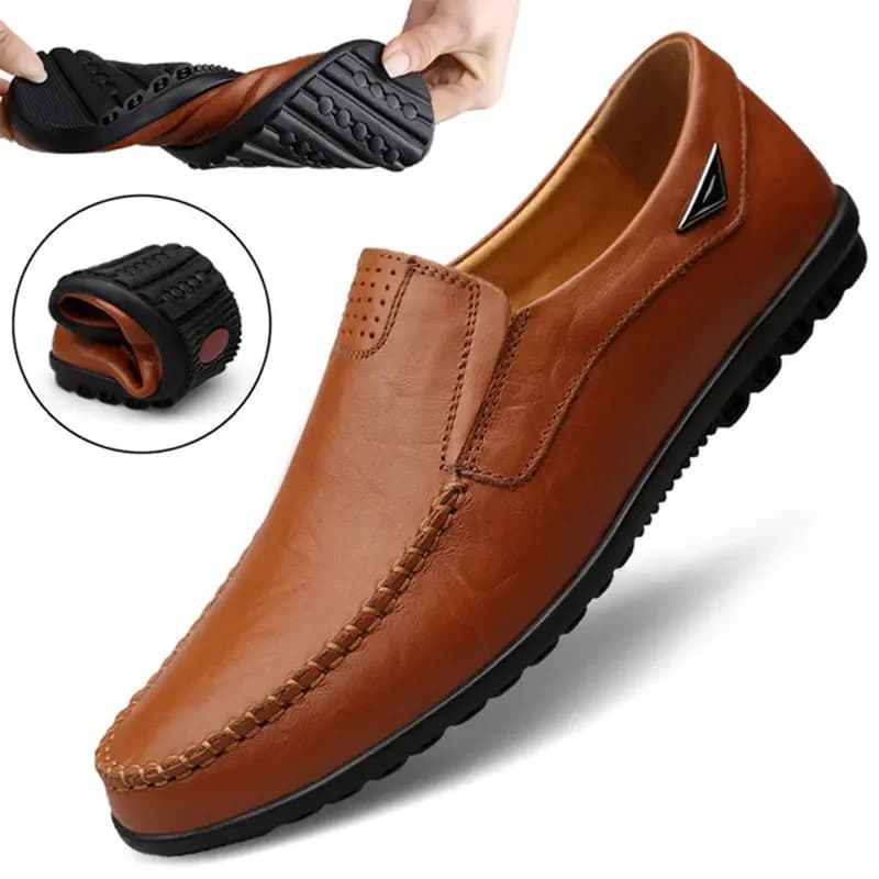 Scarpe da uomo scarpe Casual da uomo in vera pelle marca 2023 scarpe da guida nere traspiranti da uomo Slip on Plus Size 37-46