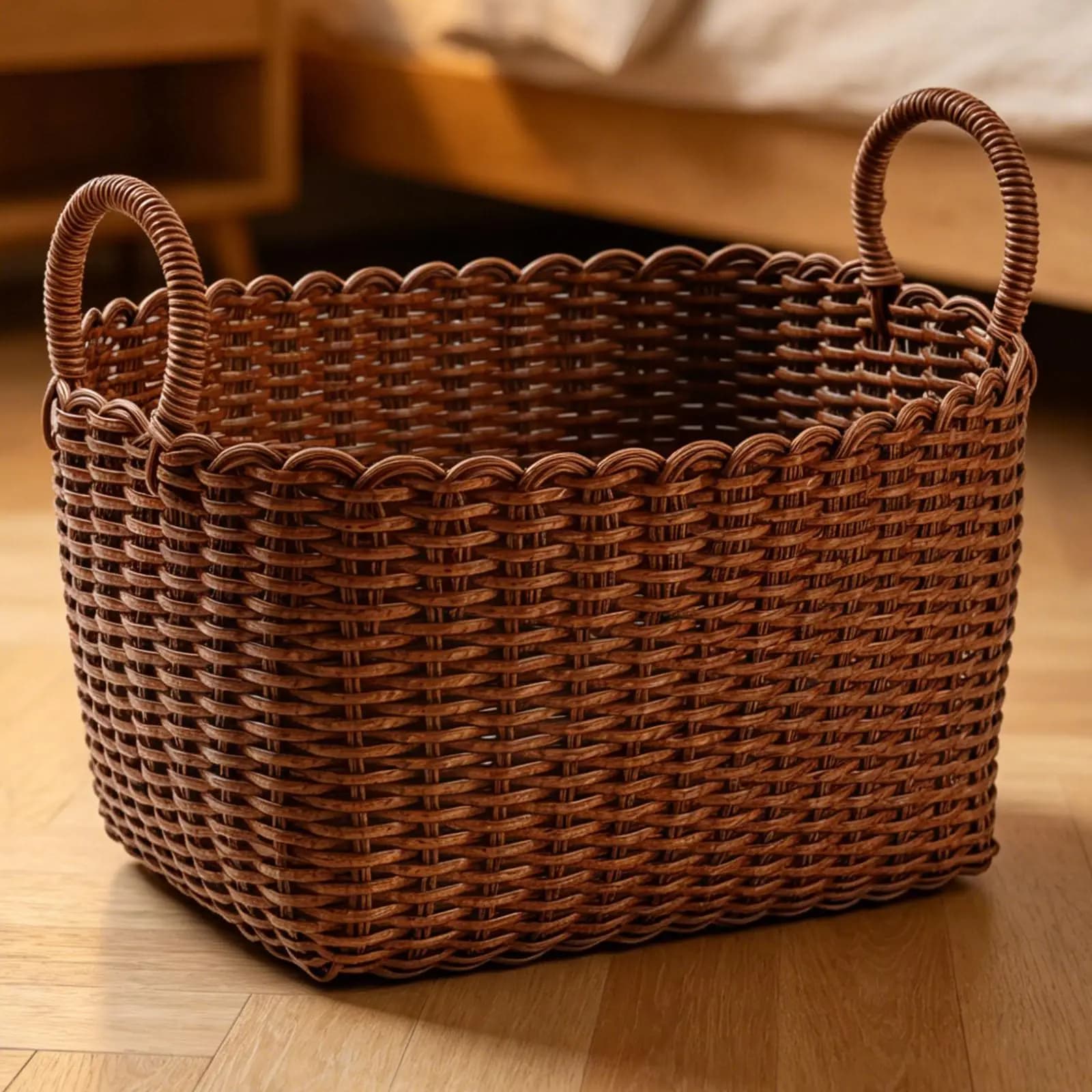 Woven Sundries Basket Portable Organizer Large Capacity Storage Box for Bathroom Living Room Kitchen Pantry