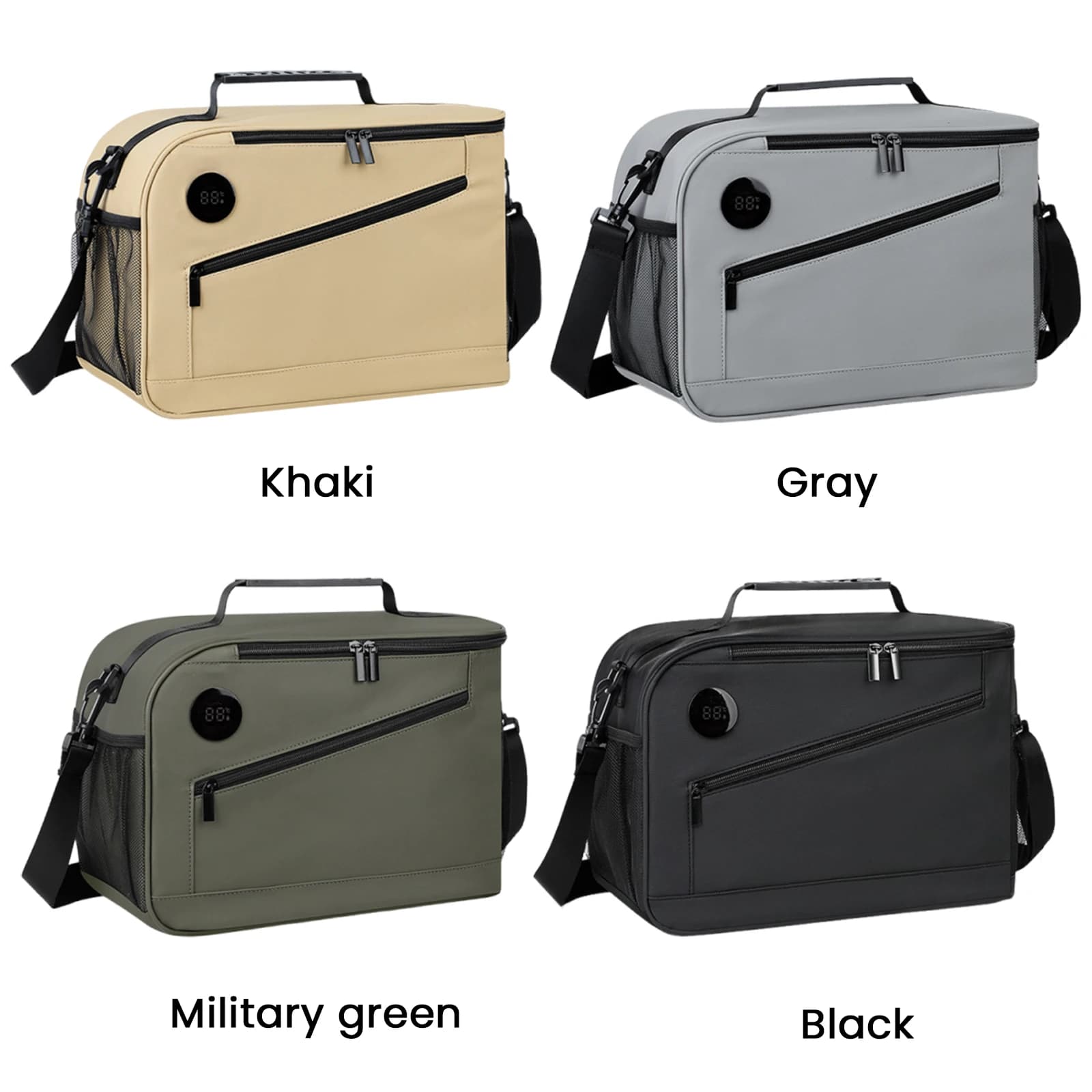 Borsa Termica con Display della Temperatura, Porta Pranzo con Tracolla, Borsa Frigo Portatile da Viaggio per Donne e Uomini, Lavoro e Picnic